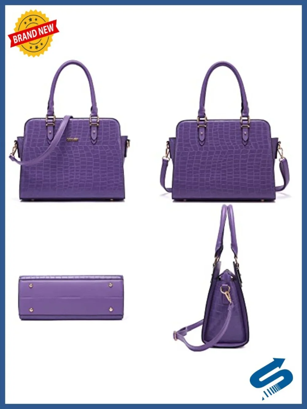 Satchel Purse with Matching Wallet Set Synthetic Leather Work Tote Bag 2-Piece
